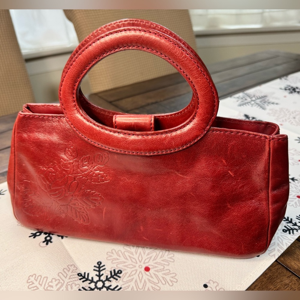 Vintage Fossil Red Leather Clutch Handbag